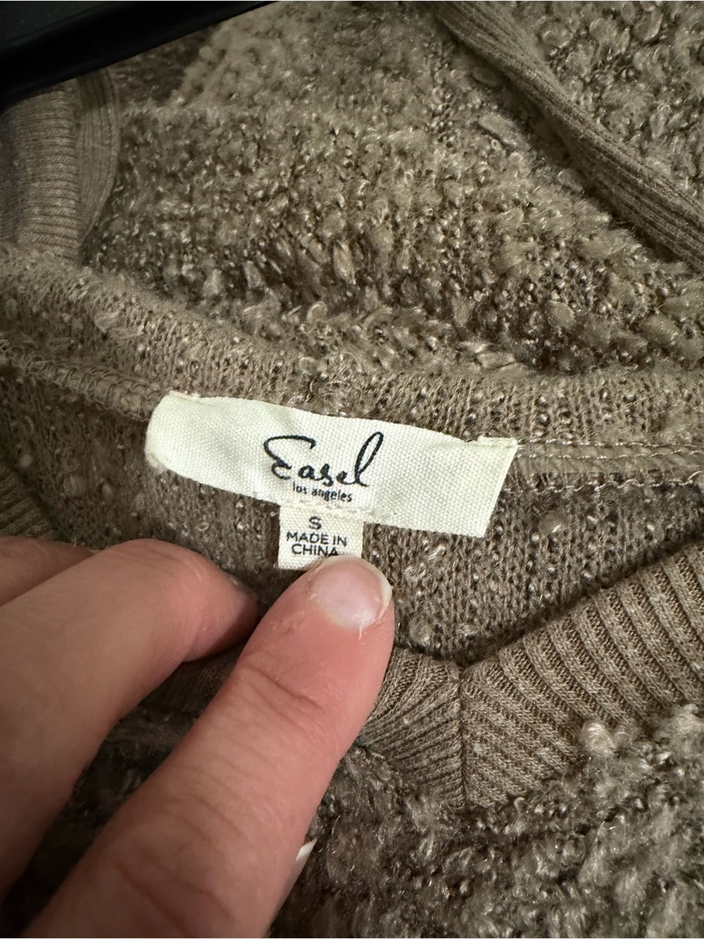 easel Taupe Textured V-Neck Sweater - Picture 3 of 3